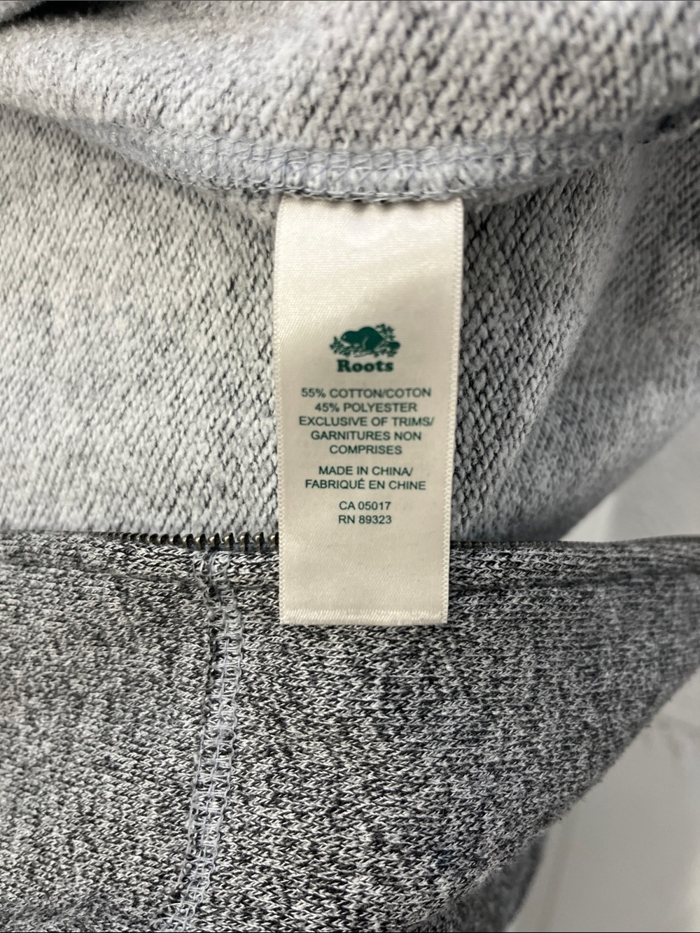 Roots Heather Grey Full-Zip Hoodie with White Logo - Picture 3 of 4